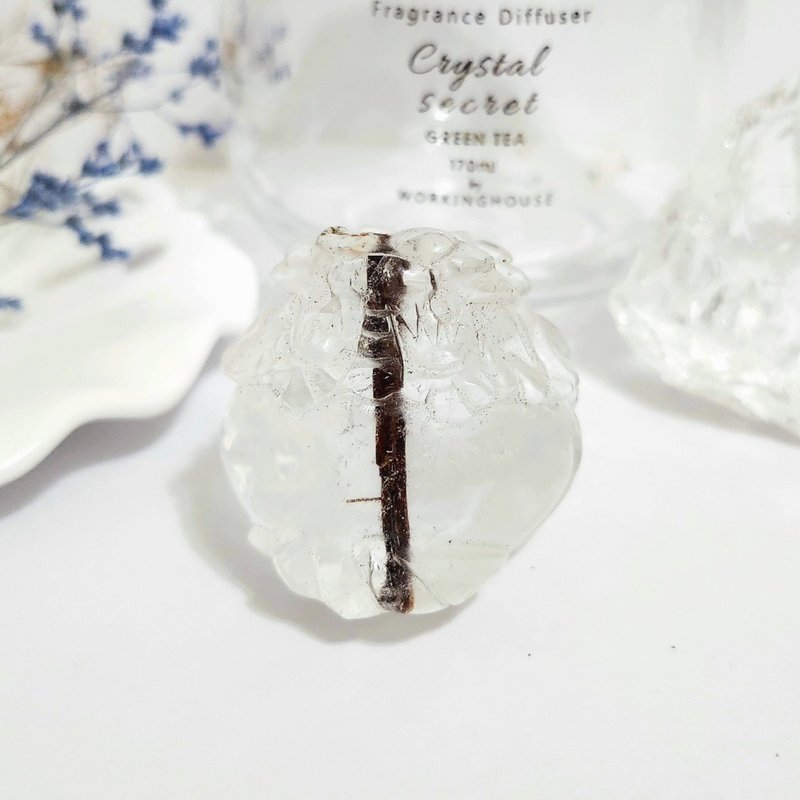 白水晶带红碧玺龙龟/招贵人运/净化磁场之水晶 - 摆饰 - 水晶 红色
