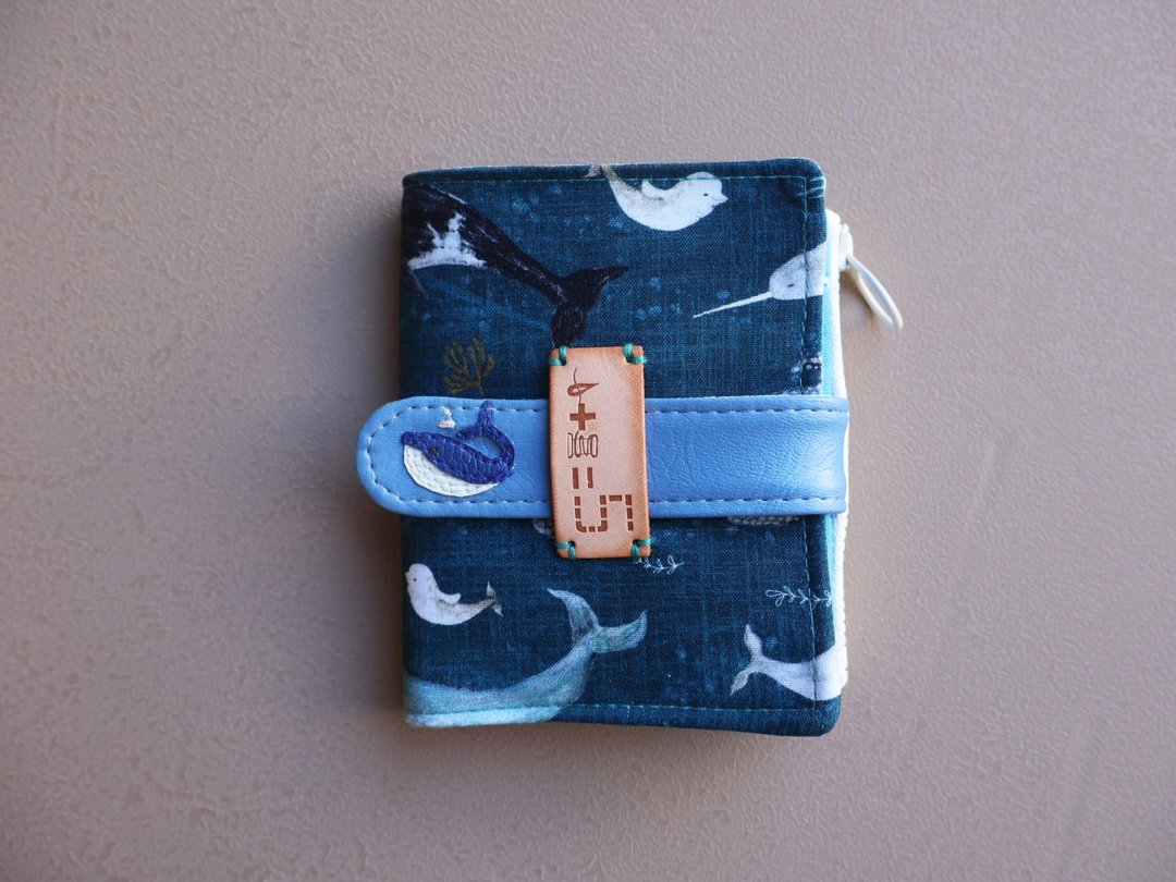 【fabric wallet】鲸游世界 布短夹/中短夹 - 皮夹/钱包 - 棉 蓝色