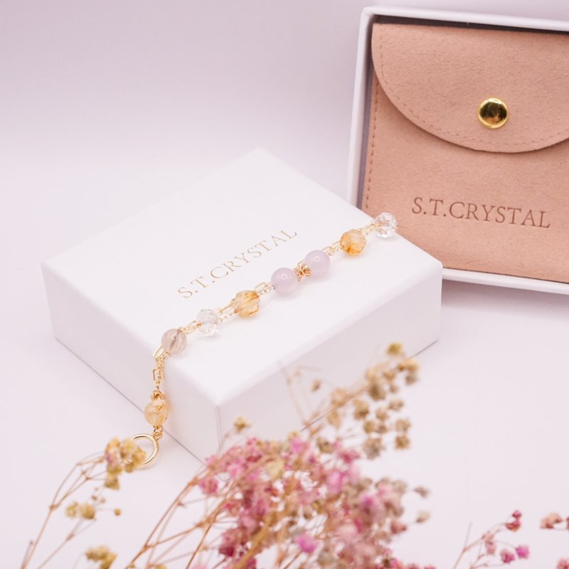 【手作】冰紫玉髓双金属手链 - 手链/手环 - 水晶 