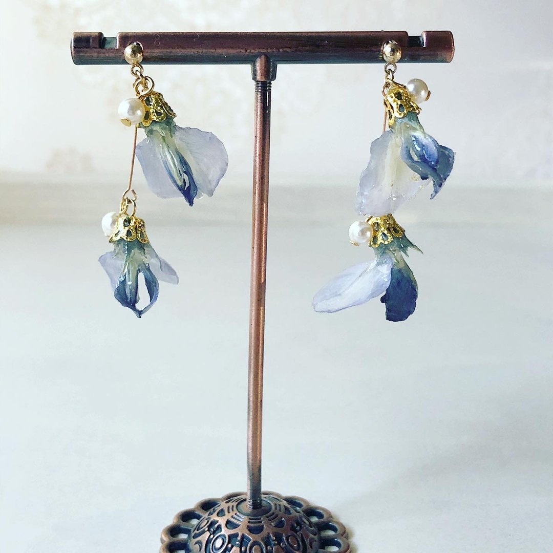 Purple Wisteria Purple Wisteria Clip-On/ Earrings - 耳环/耳夹 - 植物．花 蓝色