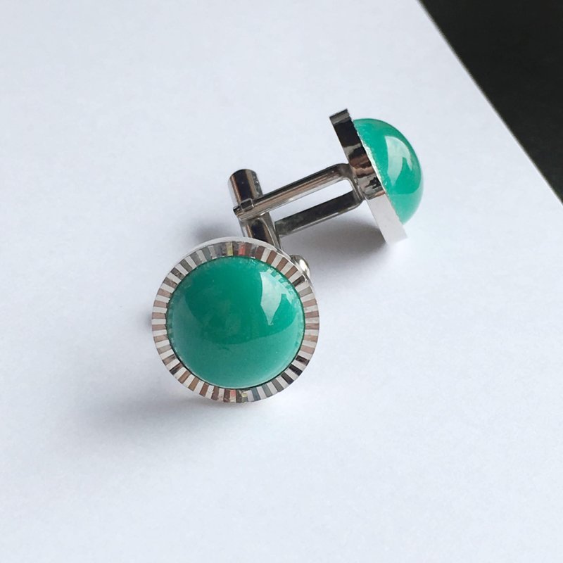 Diamond Cut [Jade Jade] Cloisonne Cufflinks Cufflinks Sterling Silver Cloisonne Cloisonne - 袖扣 - 其他材质 绿色