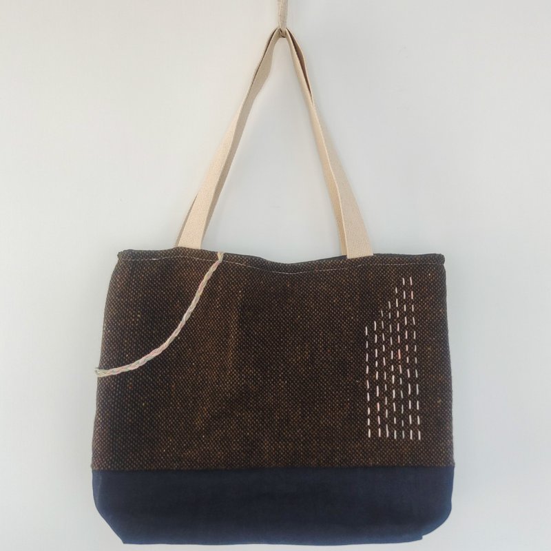 牵挂-情绪系列-文创托特包 - 手提包/手提袋 - 棉．麻 咖啡色