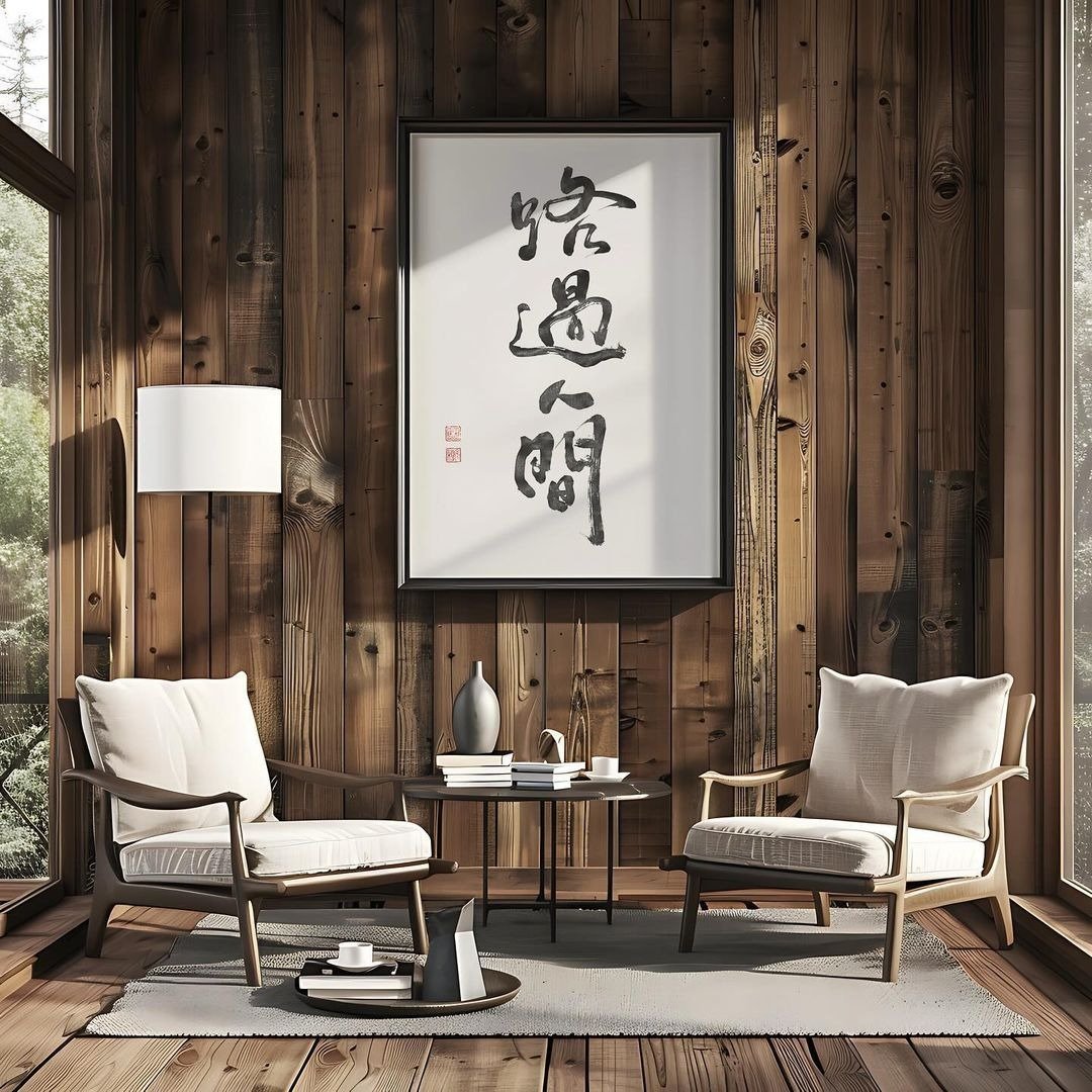 路过人间 无框画(印刷)  书法相框 多尺寸可选 - 画框/相框 - 其他材质 白色