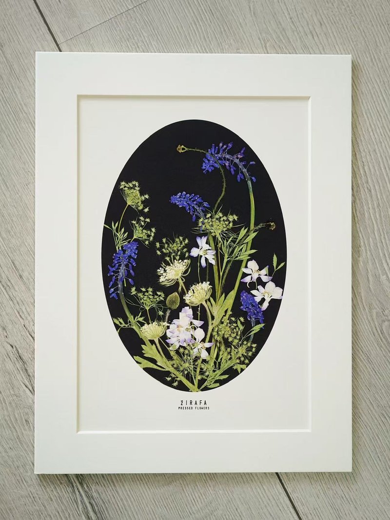 ŽIRAFA【风中的花】清冷感押花作品艺术微喷画家居装饰画芯 - 海报/装饰画/版画 - 纸 黑色