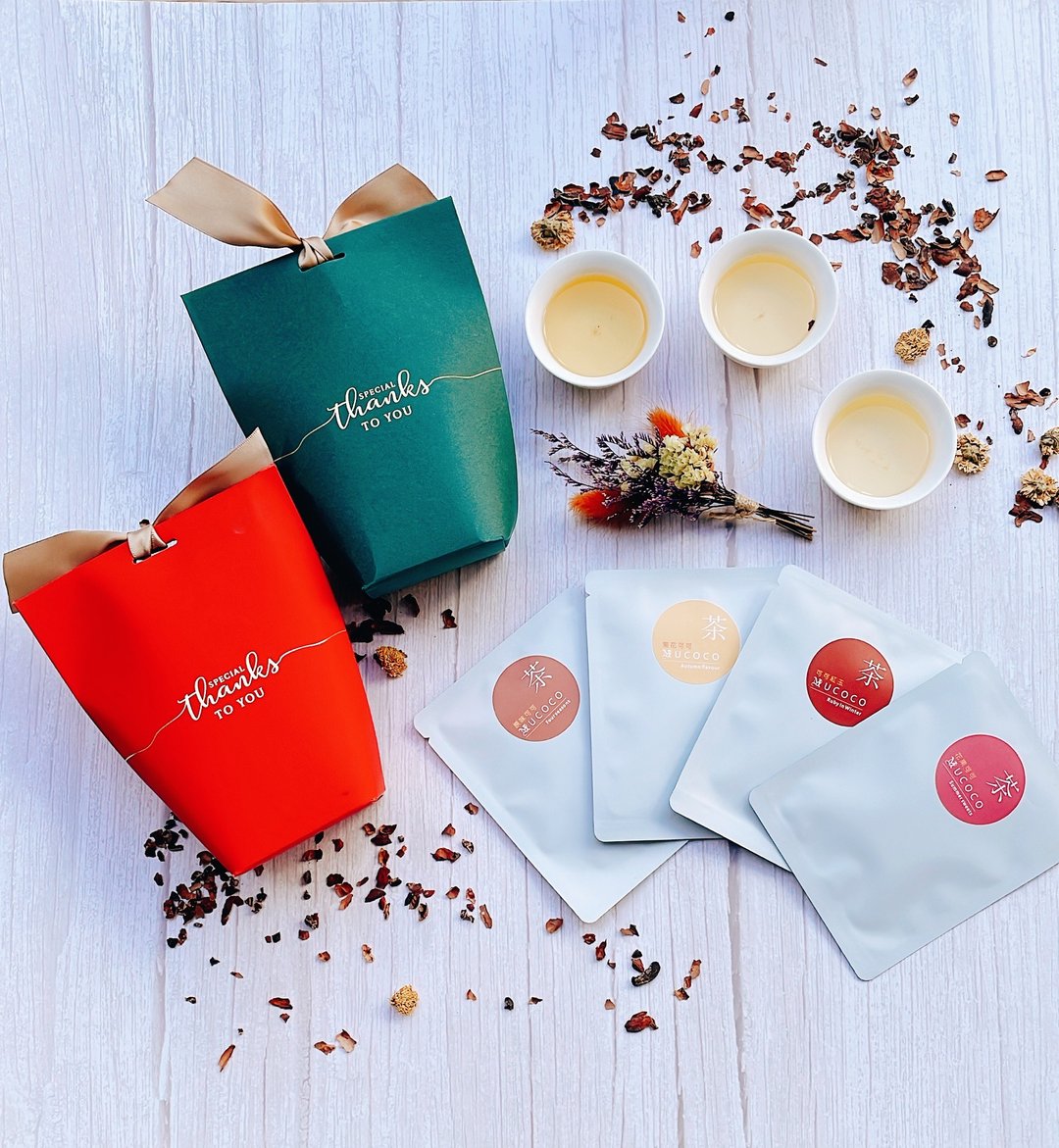 【婚礼小物】庄园可可茶小礼袋 - 50组 | 桌上礼 二进礼 - 茶 - 新鲜食材 红色