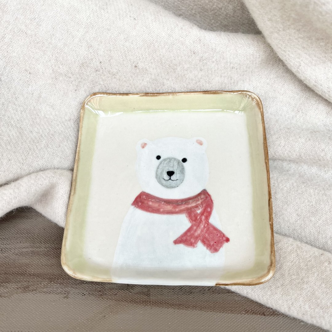 A Lu 熊小陶盘/摆饰/礼物/陶画 手做手绘 仅此一件 - 摆饰 - 陶 多色