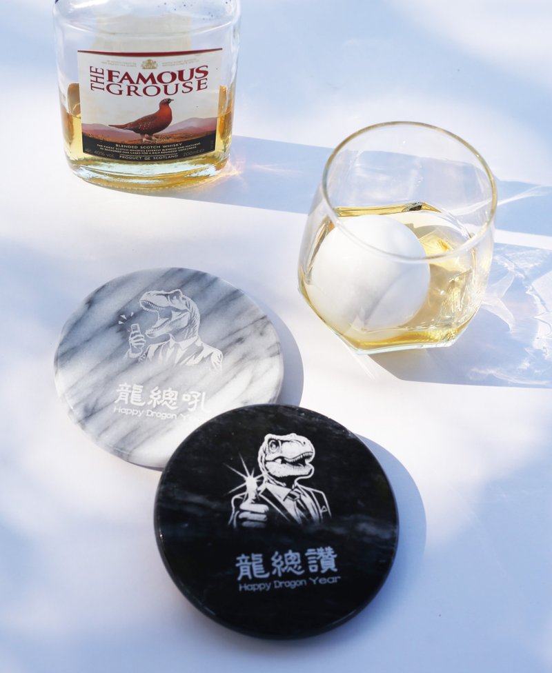 好运龙总来 大理石杯垫 - 杯垫 - 石头 黑色