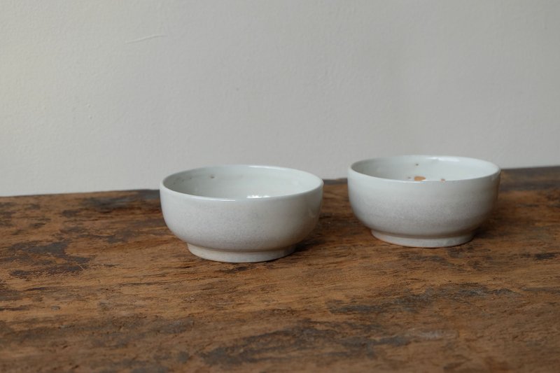 奶白小灰点 对碗 小饭碗 - 碗 - 陶 白色