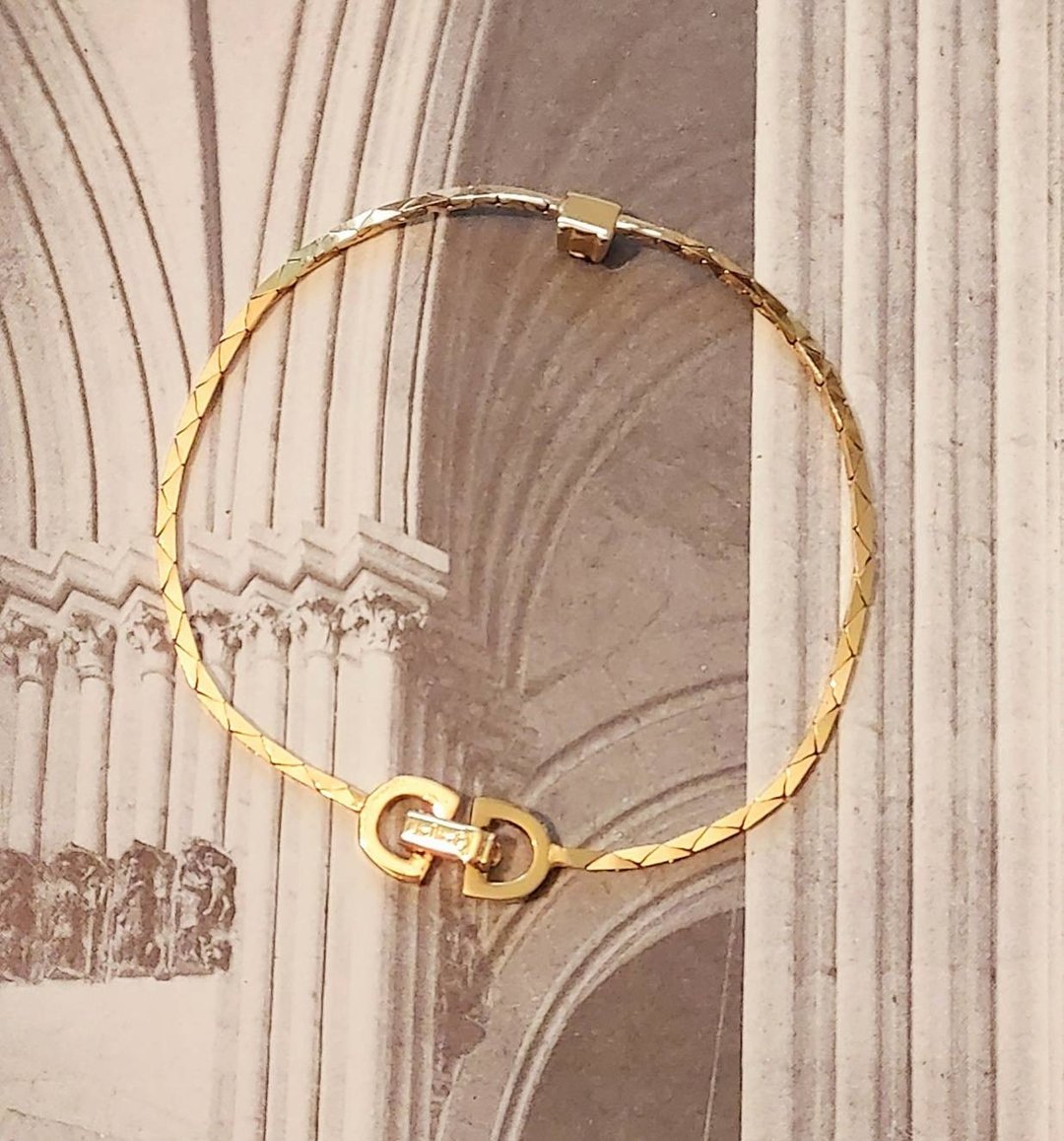 经典绝版品 1980's Christian Dior 迪奥 镀金镶钻 古董手链 - 手链/手环 - 其他金属 金色