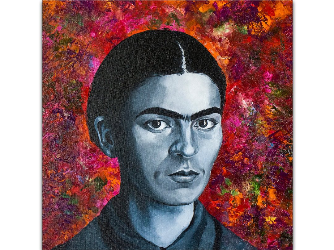 Frieda Kahlo Portrait Frida Original Oil Painting 40 by 40 cm - 海报/装饰画/版画 - 其他材质 红色