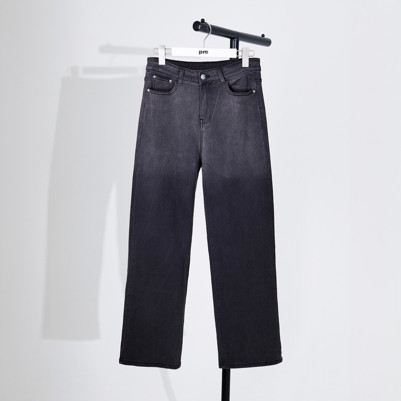 渐层直筒牛仔裤 - 女装长裤 - 棉．麻 灰色