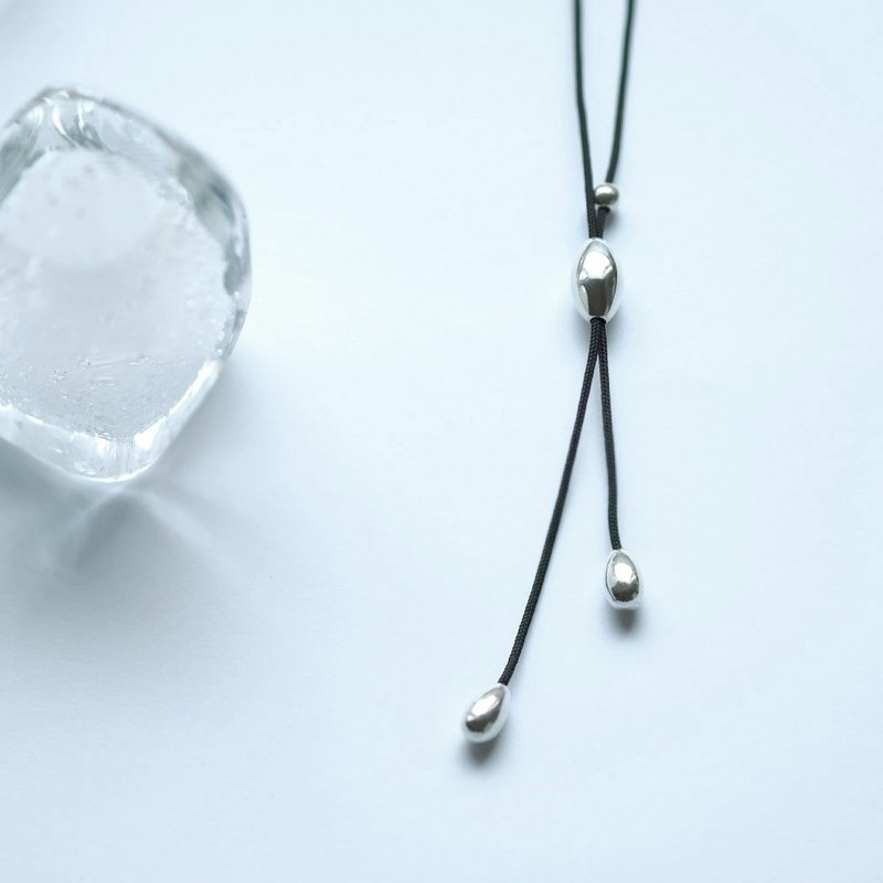 水滴 滑动 绳线 项链 925银 - 项链 - 其他金属 银色