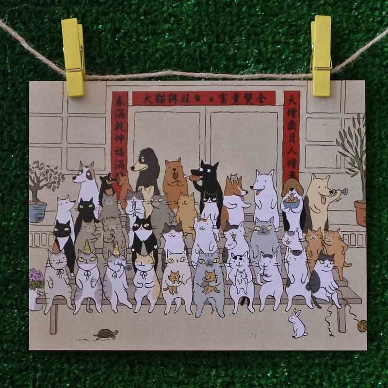 3猫小铺猫咪插画明信片(画家:猫小姐) – 天增岁月猫增寿 - 卡片/明信片 - 纸 