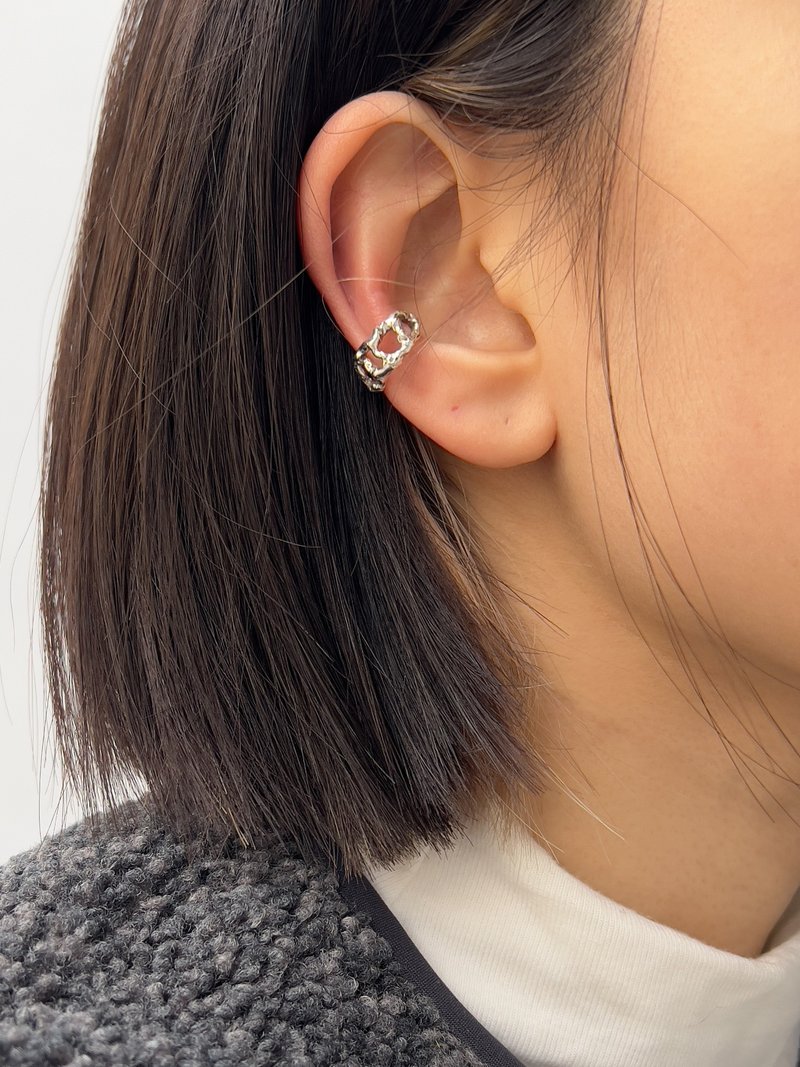 弥・迷离流体耳骨夹 - 耳环/耳夹 - 纯银 银色