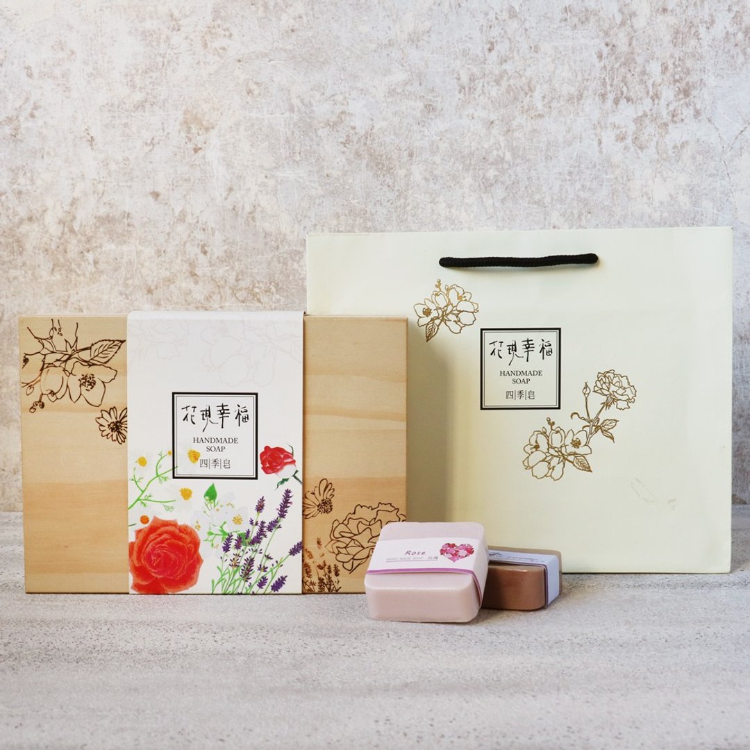 │新装上市│ 花现幸福 木制四季皂礼盒 - 肥皂/手工皂 - 木头 粉红色
