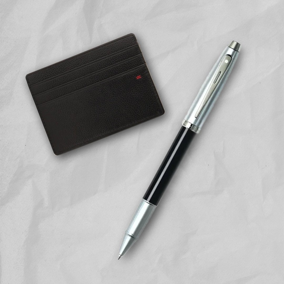 【SHEAFFER】100 系列黑杆银盖银夹钢珠笔 + 经典卡夹礼盒 免费刻字 - 钢珠笔 - 其他金属 黑色