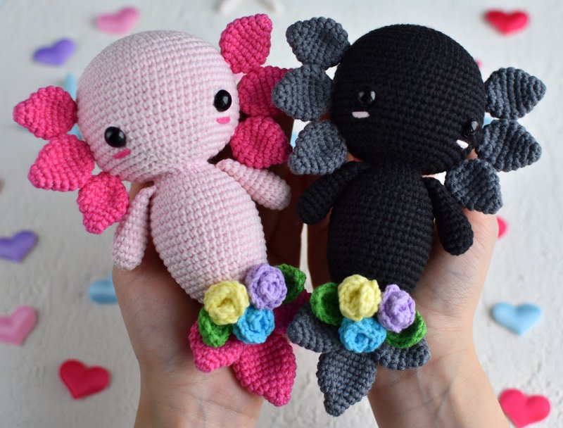 Axolotl plush / Axolotl gift / Axolotl decor /  Kawaii axolotl - 玩偶/公仔 - 棉．麻 