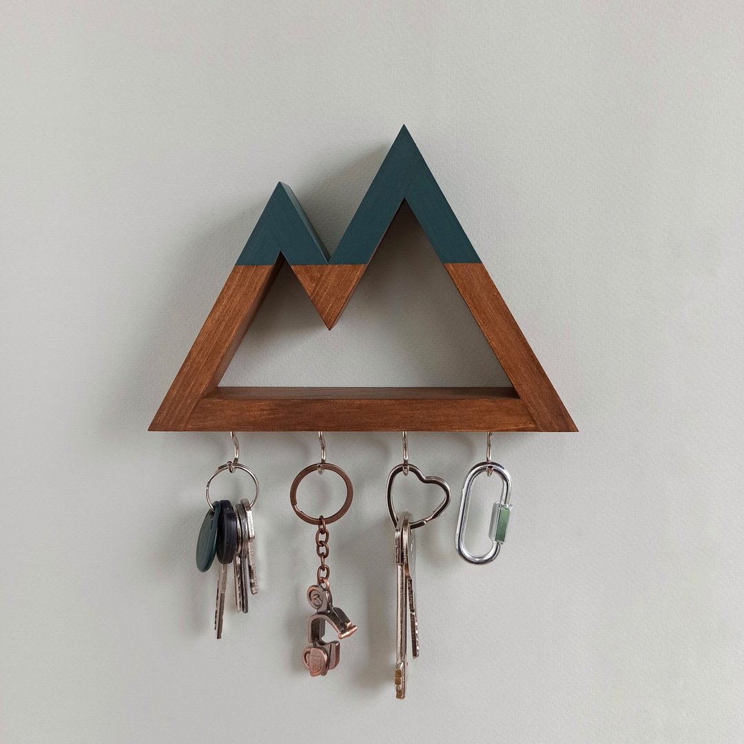 墙壁钥匙扣山，木制钥匙架，墙壁钥匙挂钩 - 其他家具 - 木头 