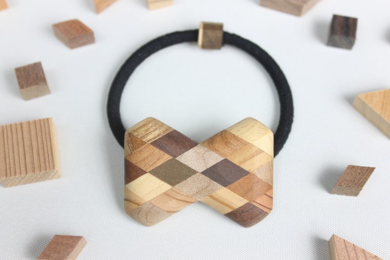 Parquet's ribbon hair rubber - 发饰 - 木头 卡其色
