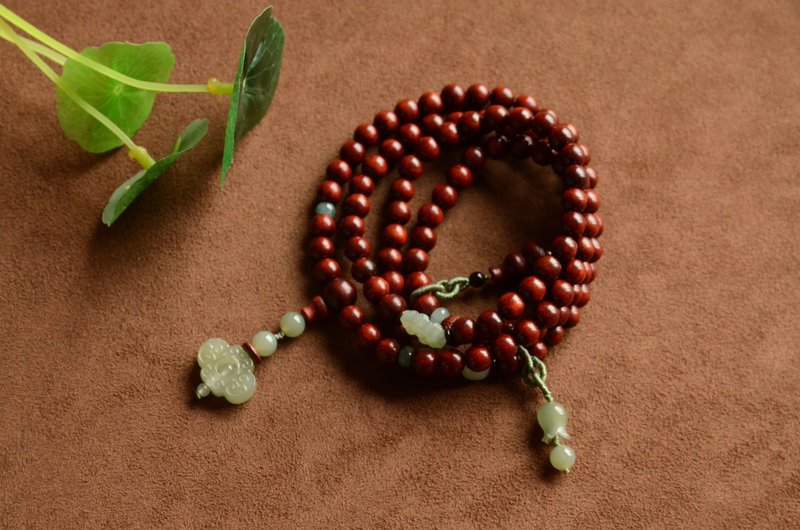 【知意】天然小叶紫檀108手串手持念珠项链 - 手链/手环 - 木头 