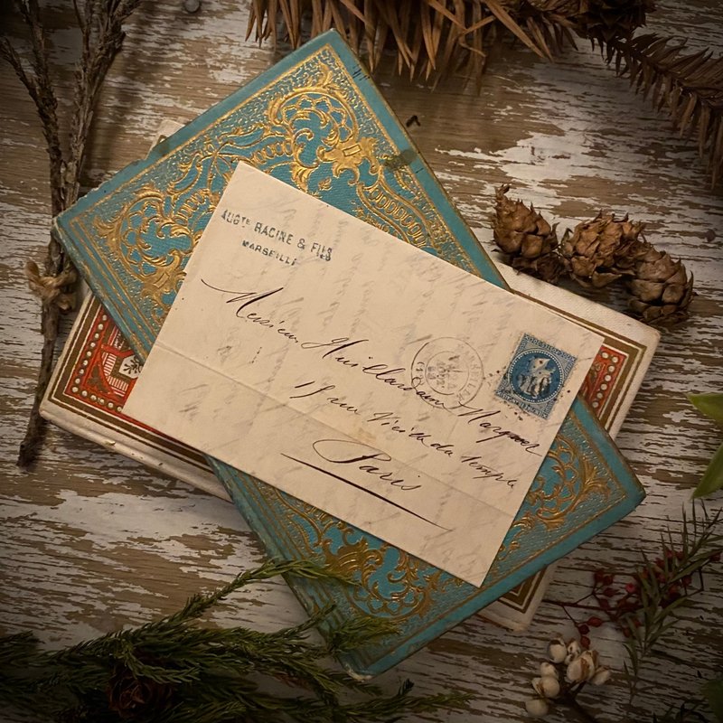 法国19世纪百年贴邮 手写信件 - 信封/信纸 - 纸 卡其色