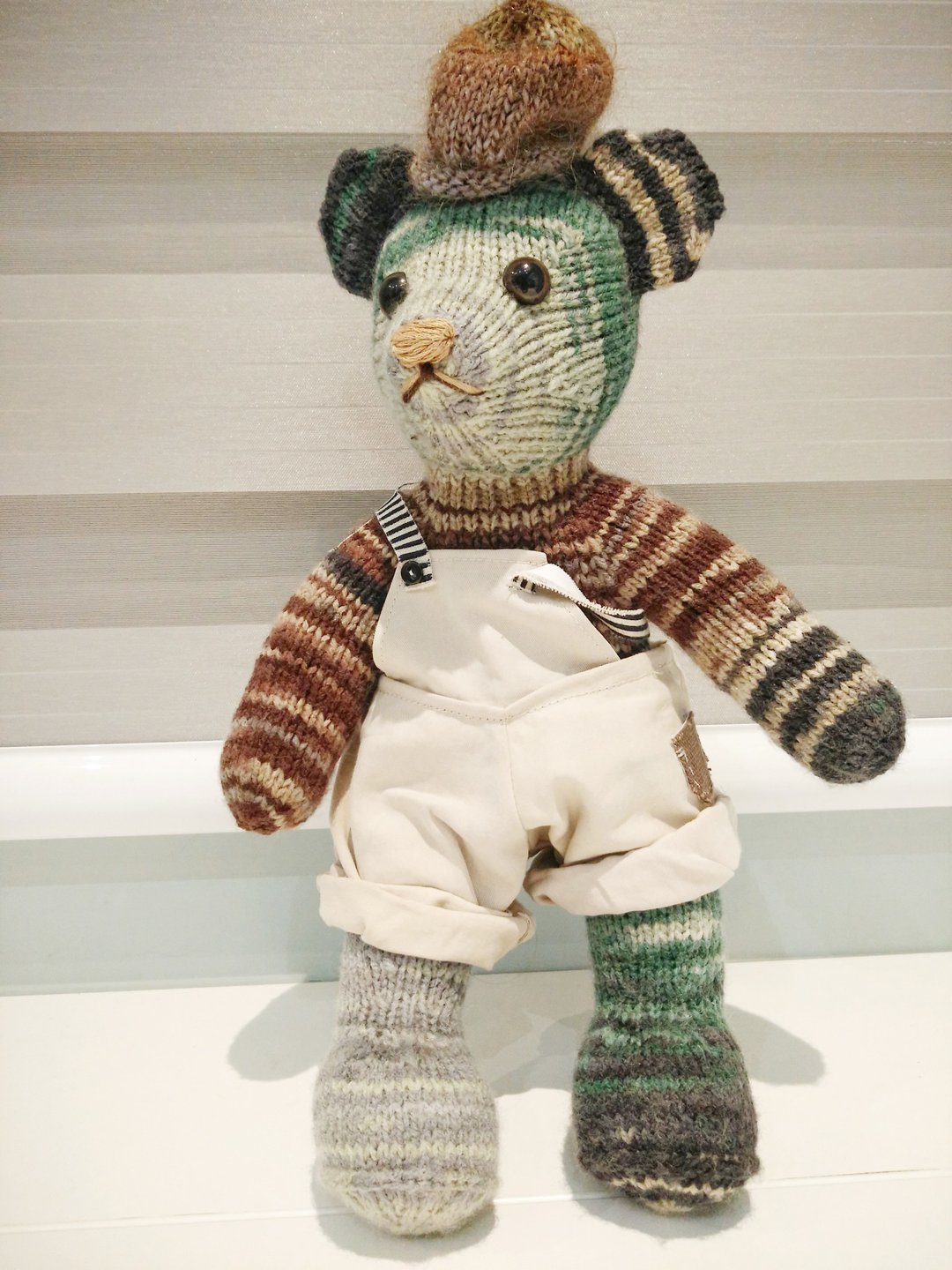熊爱家族熊阿宅手工编织泰迪熊knitted teddy bearテディベア - 玩偶/公仔 - 羊毛 卡其色