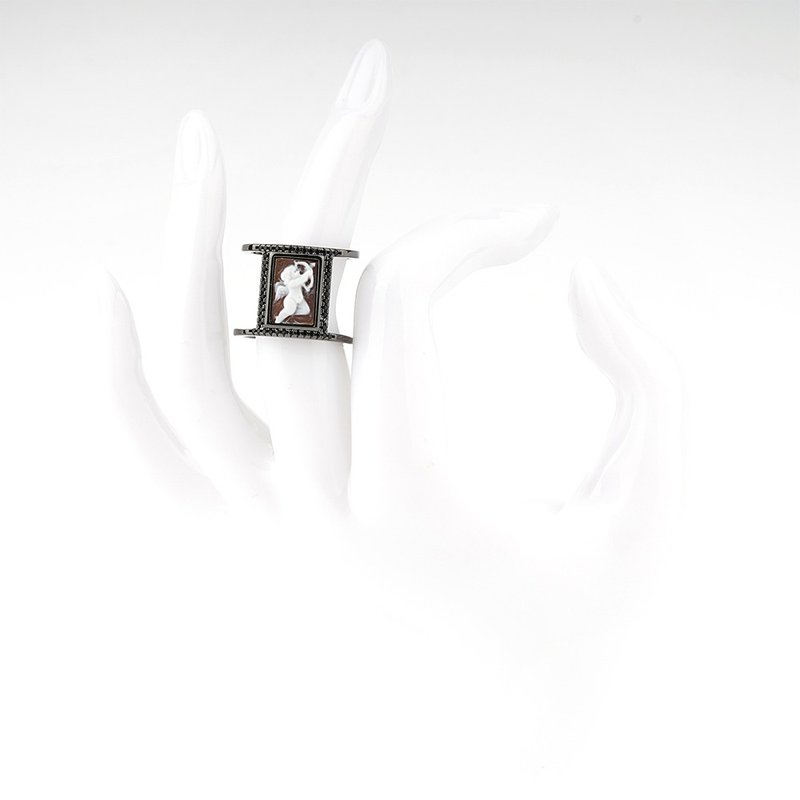 意大利手工贝雕轻珠宝_CI_A72_3N - 戒指 - 纯银 黑色