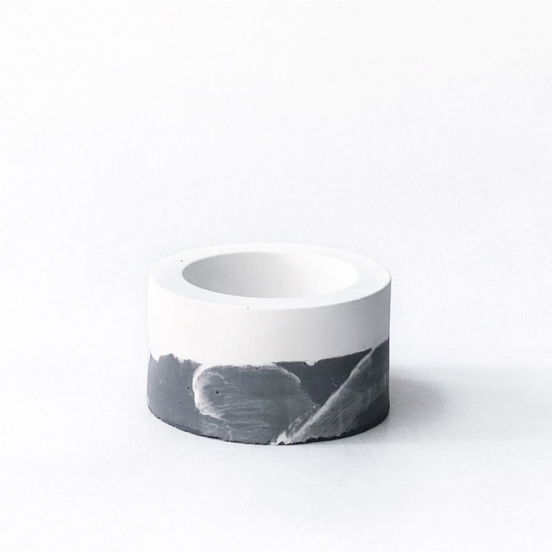 (预购) 墨黑系列 | 小圆形双色渐层水泥盆器 底盘需另购 - 花瓶/陶器 - 水泥 黑色