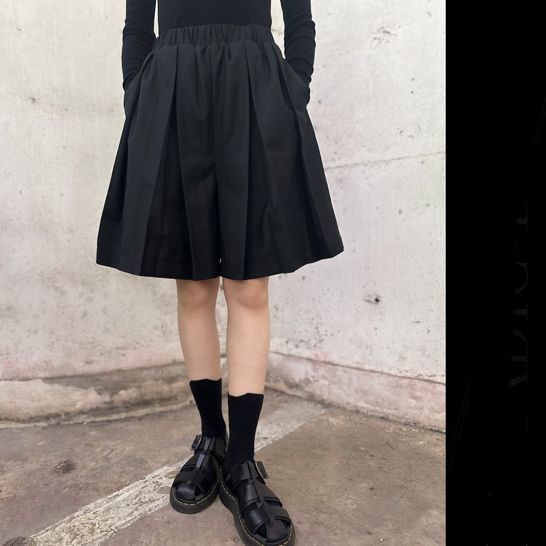 新月百褶裤裙/男女同款 - 中性裤装 - 其他人造纤维 黑色
