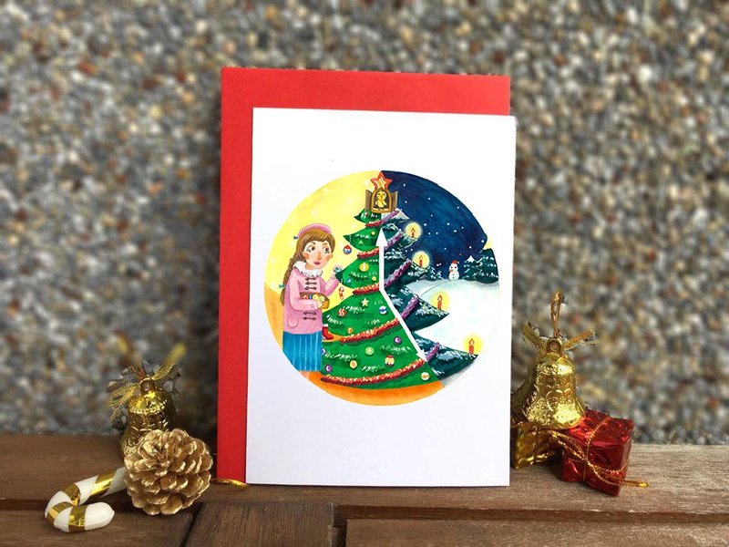 圣诞 单面卡片 礼物 附信封 时钟室内外款 共六款 - 卡片/明信片 - 纸 