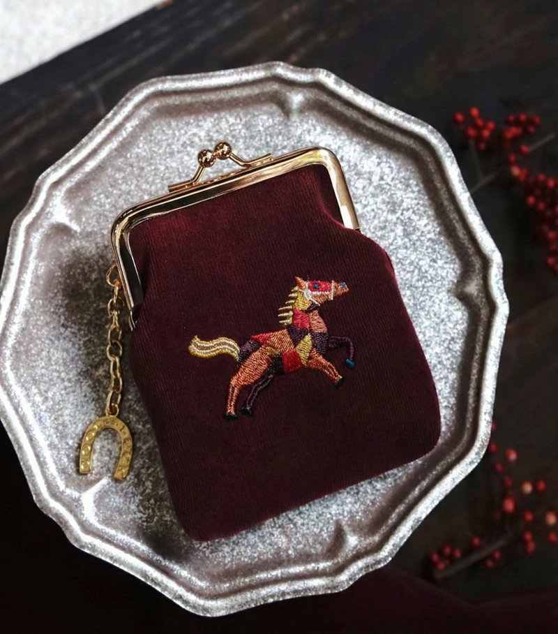 2026马年刺绣口金包-绣迷the马尼 (Show me the money)/卡片收纳 - 零钱包 - 棉．麻 