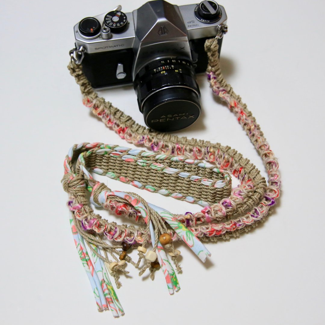 T-shirt yarn and colorful jute hemp string hemp camera strap / belt - 挂绳/吊绳 - 棉．麻 多色