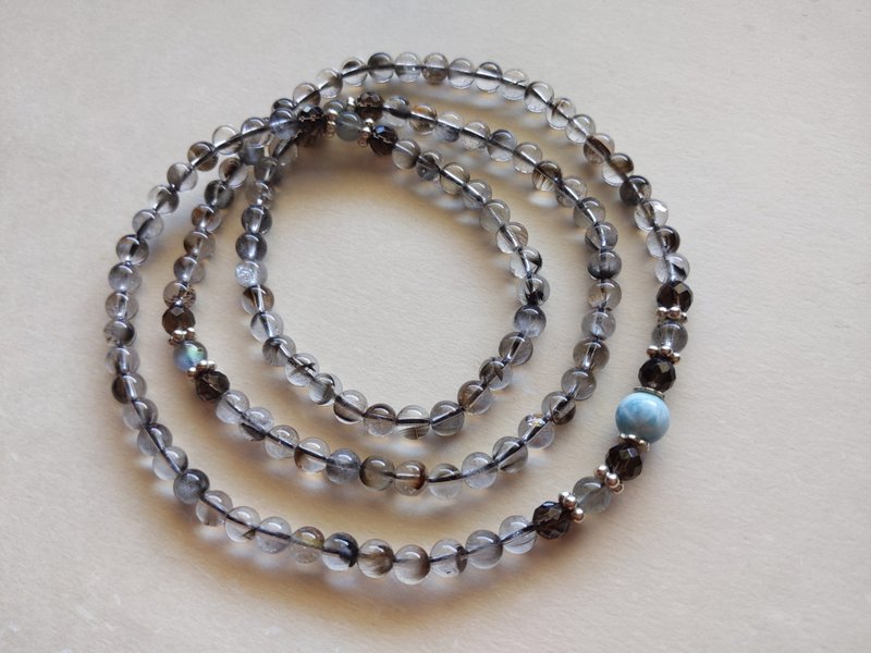 ORLI Jewelry 天然黑银钛108颗念珠 黑银钛晶108颗佛珠 拉利玛 - 手链/手环 - 宝石 灰色