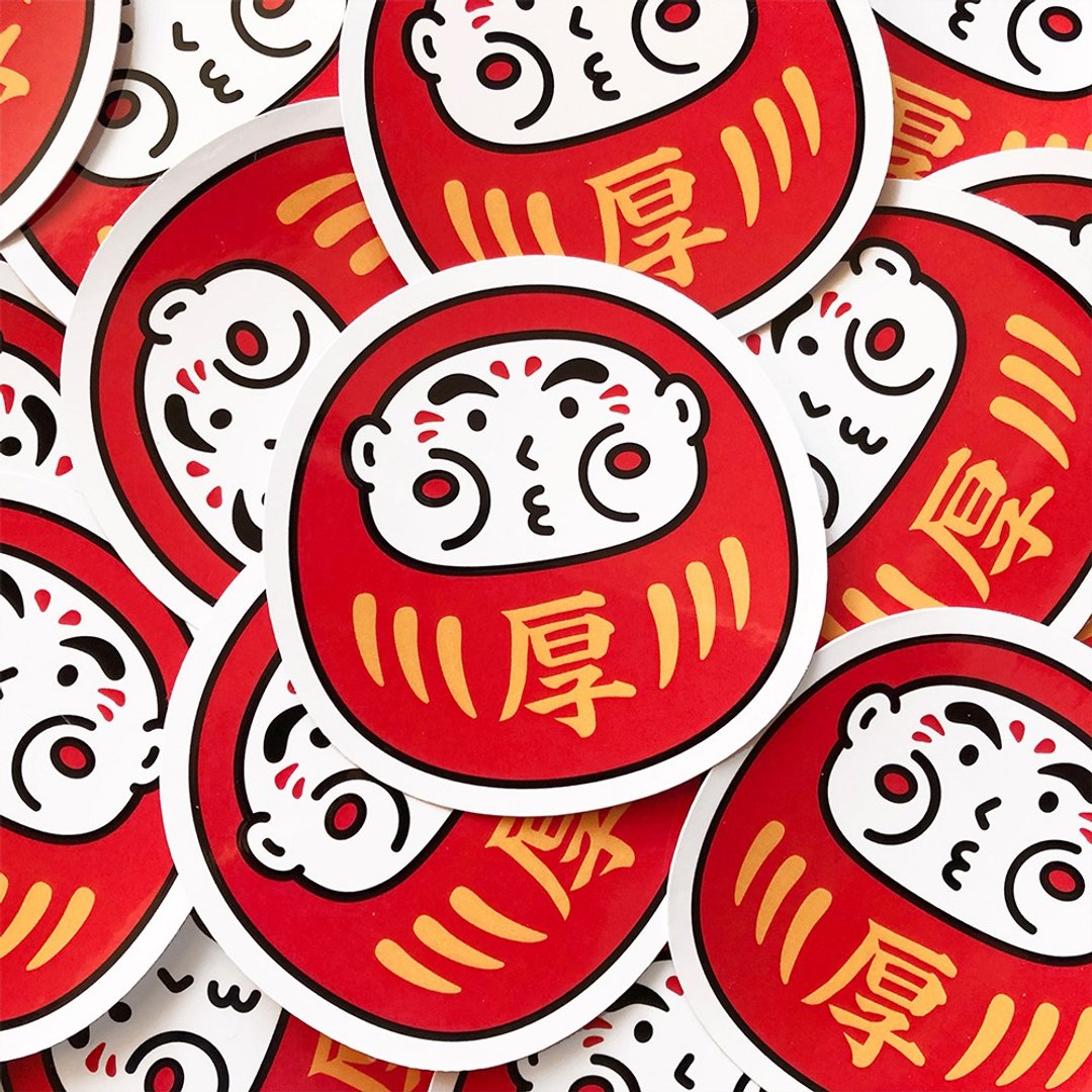 cheeky cheeky 日本吉祥物 厚达摩 达磨  PVC防水贴纸  行李箱 - 贴纸 - 纸 白色