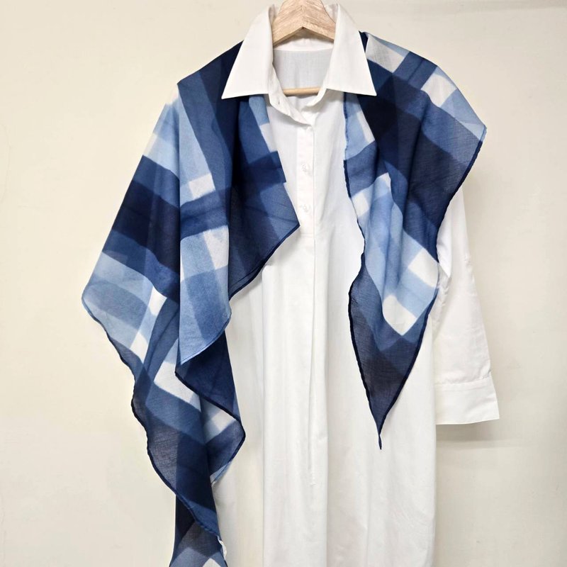 街区blocks菱形围巾-100支棉(环保数位印花) - 丝巾 - 棉．麻 蓝色