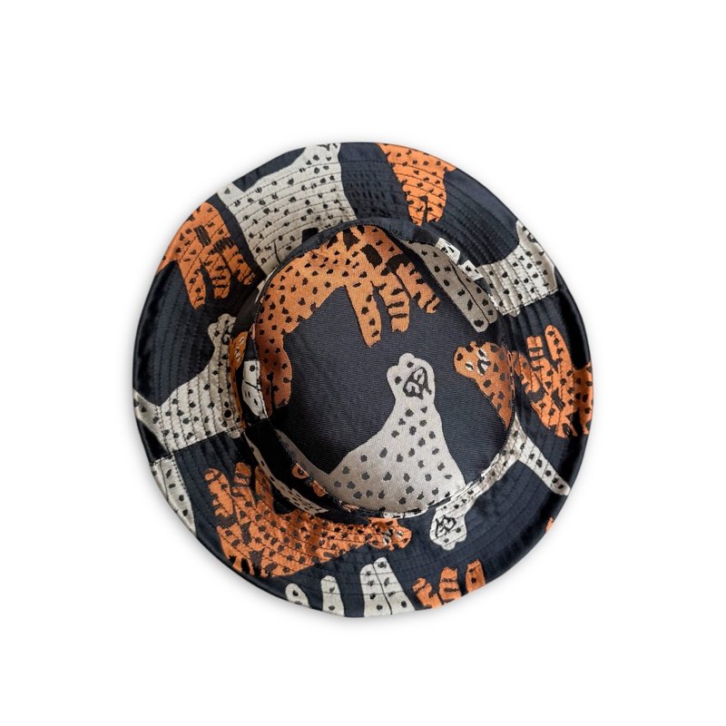 小牛村 / 黑金 遮阳帽 大帽檐 花豹 动物 手工帽 中性款 户外 - 帽子 - 棉．麻 黑色