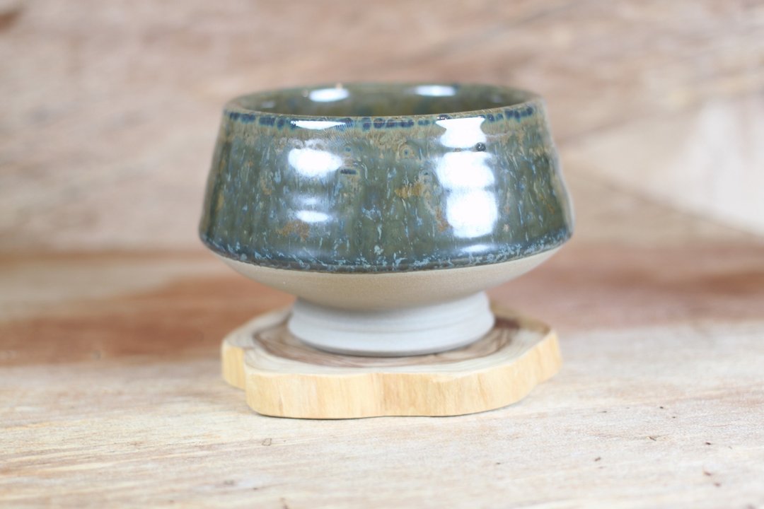 【秋冬好礼】苔纹釉 高足茶碗 名家叶敏祥手工作品 - 茶具/茶杯 - 陶 