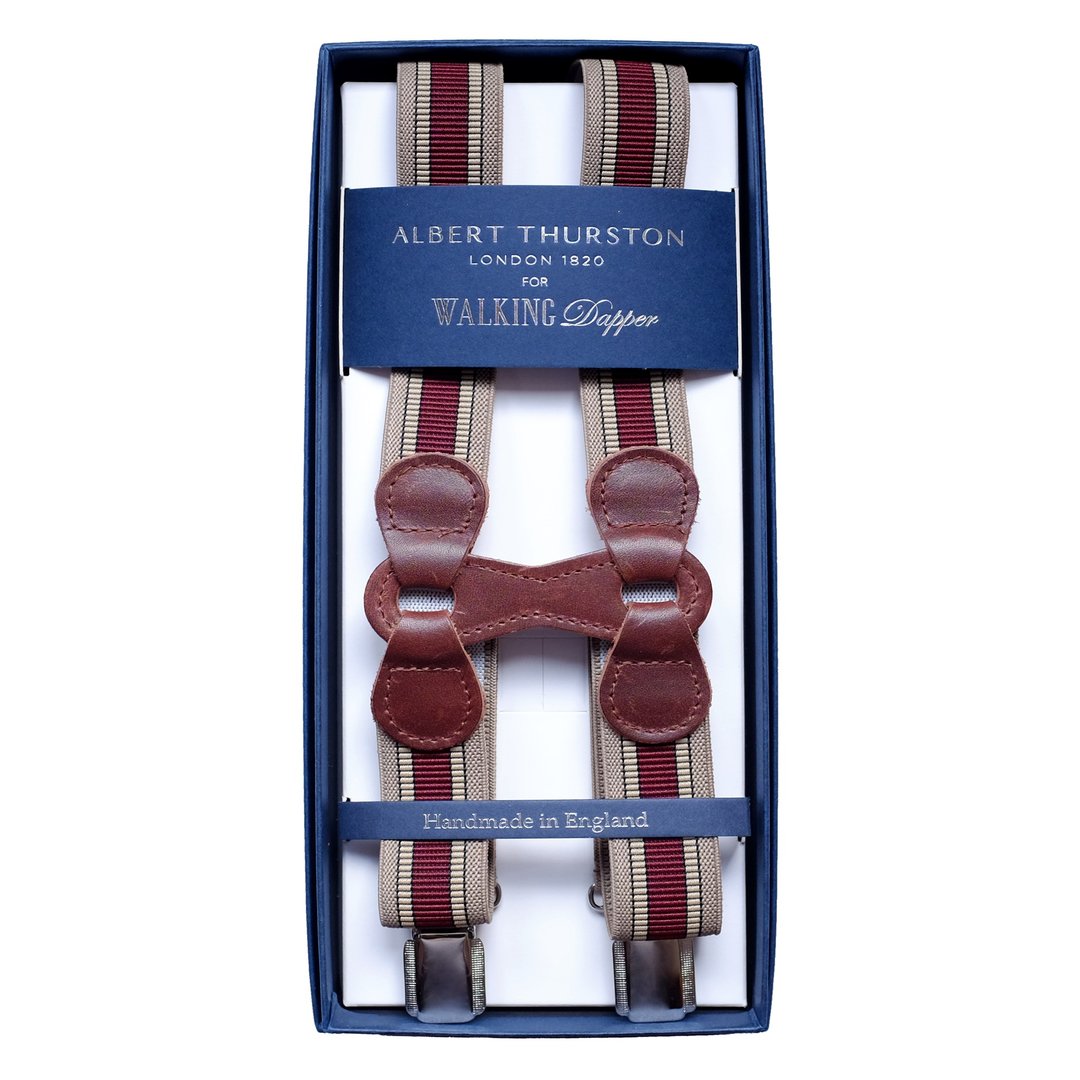 吊带 复古军事 Albert Thurston 啡间 英国制 braces suspenders - 皮带/腰带 - 真皮 咖啡色