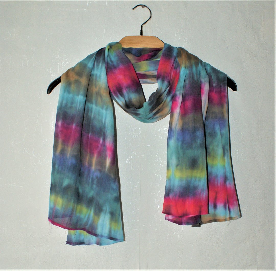Cotton scarf Designer blue scarf Cotton colored shawl Gift tie dye scarf - 丝巾 - 棉 蓝色