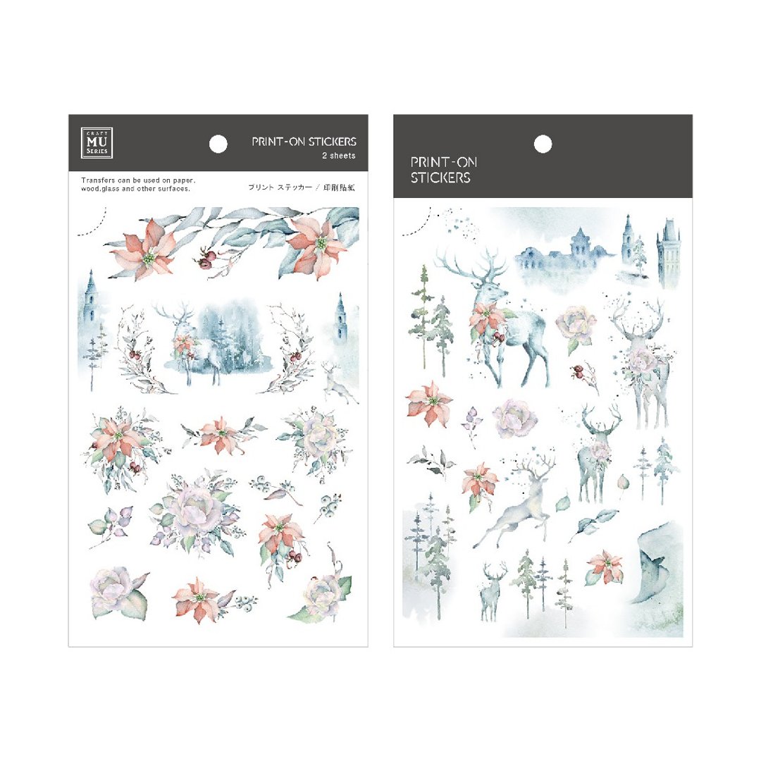圣诞限定【Print-On Stickers】101-白芒耶诞雪 | 转印贴 - 贴纸 - 其他材质 蓝色