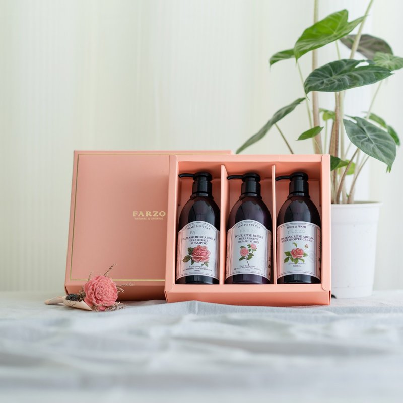 【经典玫瑰/鸢尾花润泽】 洗润沐三件组礼盒 - 沐浴用品 - 其他材质 粉红色