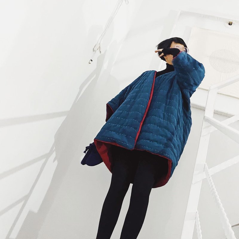 大人的手工棉袄外套 订制款 - 女装休闲/机能外套 - 棉．麻 蓝色