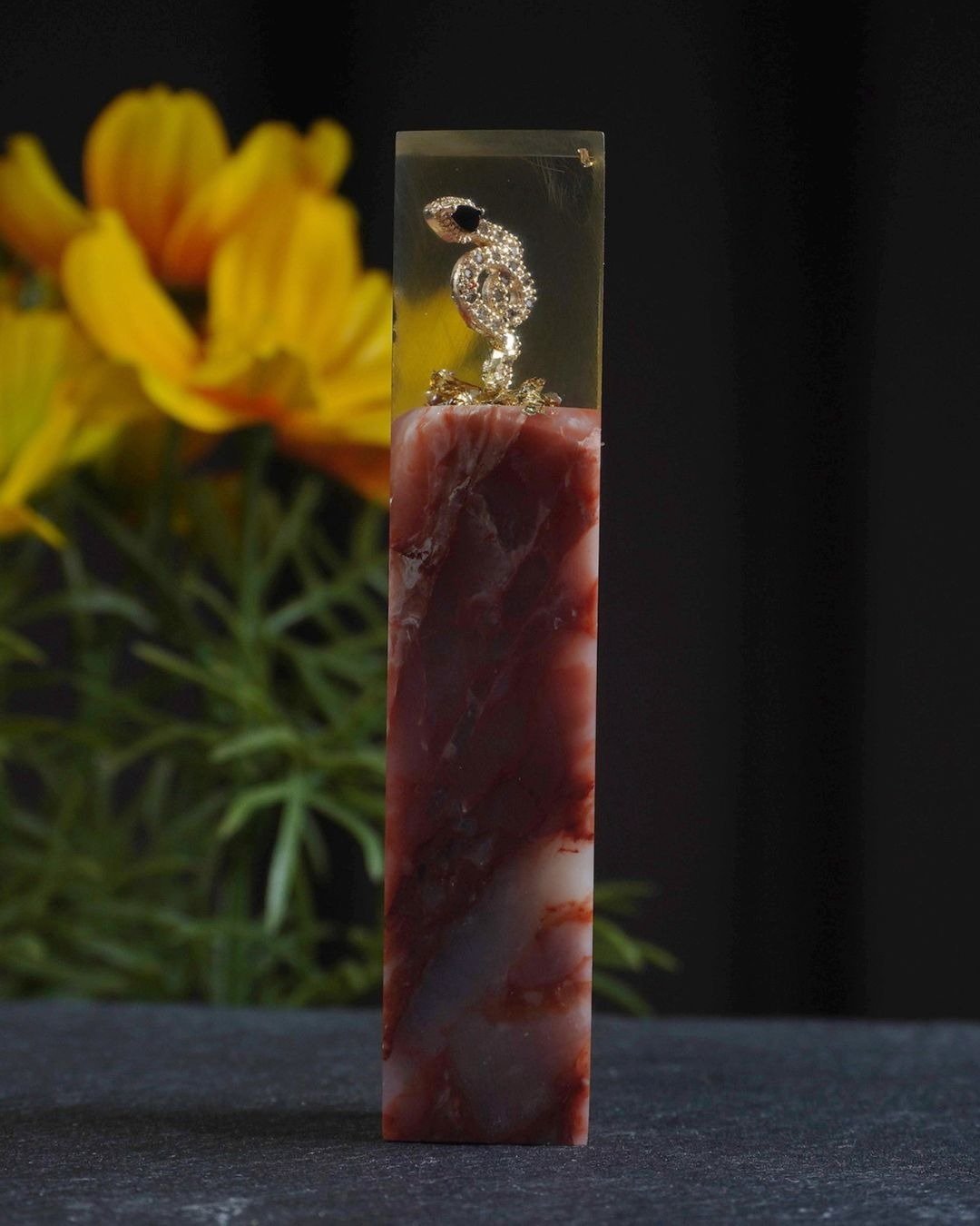 定制化手工印章-|金蛇树酯印章 1.6x1.6 CM|篆刻印章 - 印章/印台 - 石头 