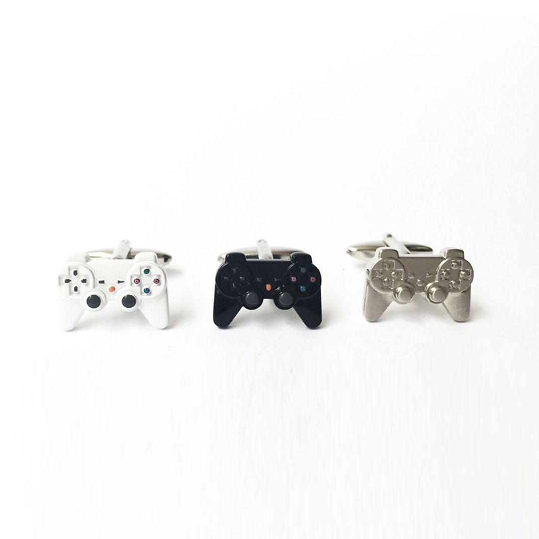 游戏控制器 袖扣 黑/白/银色 Game Contraller Cufflink - 袖扣 - 其他金属 