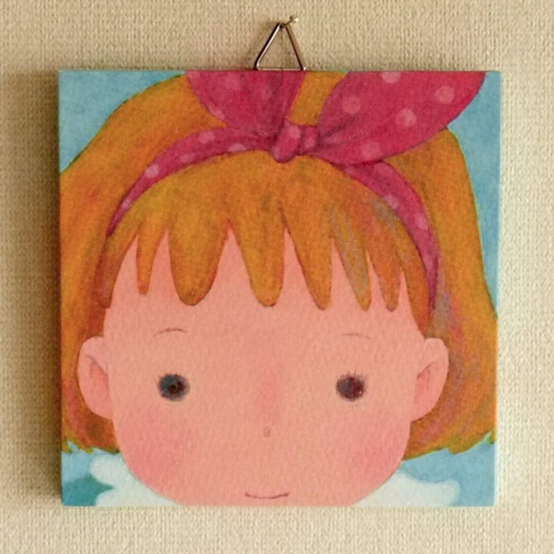 Mini panel No.47 / I wonder if I can fly with polka dot ribbons. - 海报/装饰画/版画 - 纸 多色