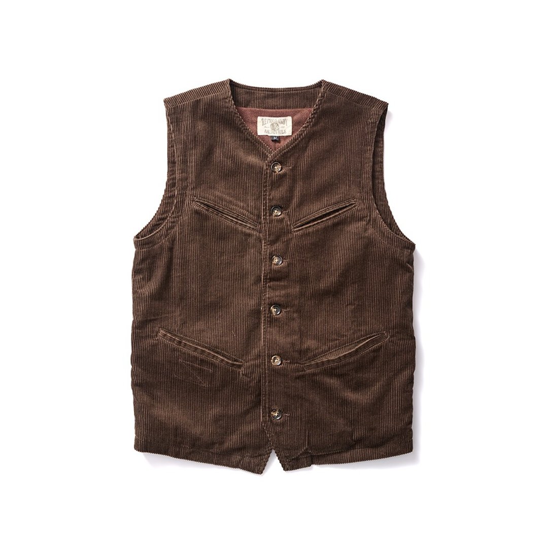 French Corduroy Hunting Vest - 咖啡色 Brown - 男装背心 - 棉 