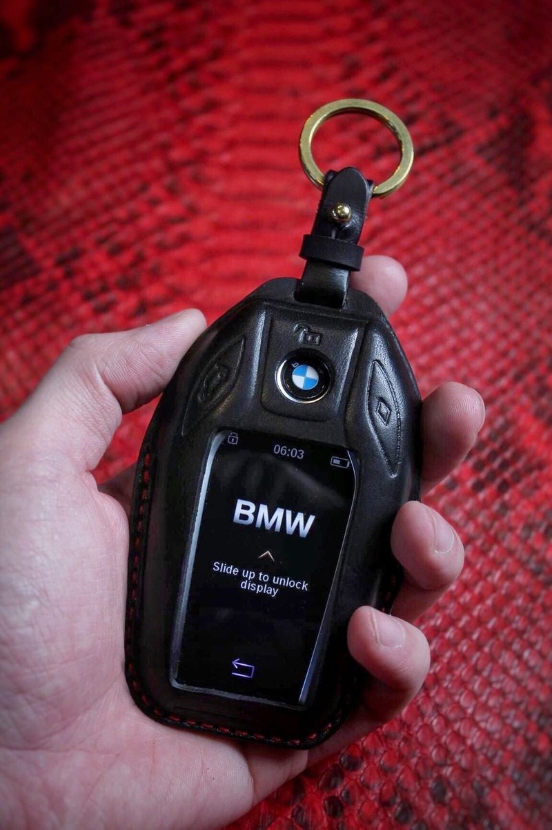 【现货版】宝马 BMW X1 X3 X4 X5 X6 520 640 740 I8汽车钥匙皮套 - 钥匙链/钥匙包 - 真皮 黑色