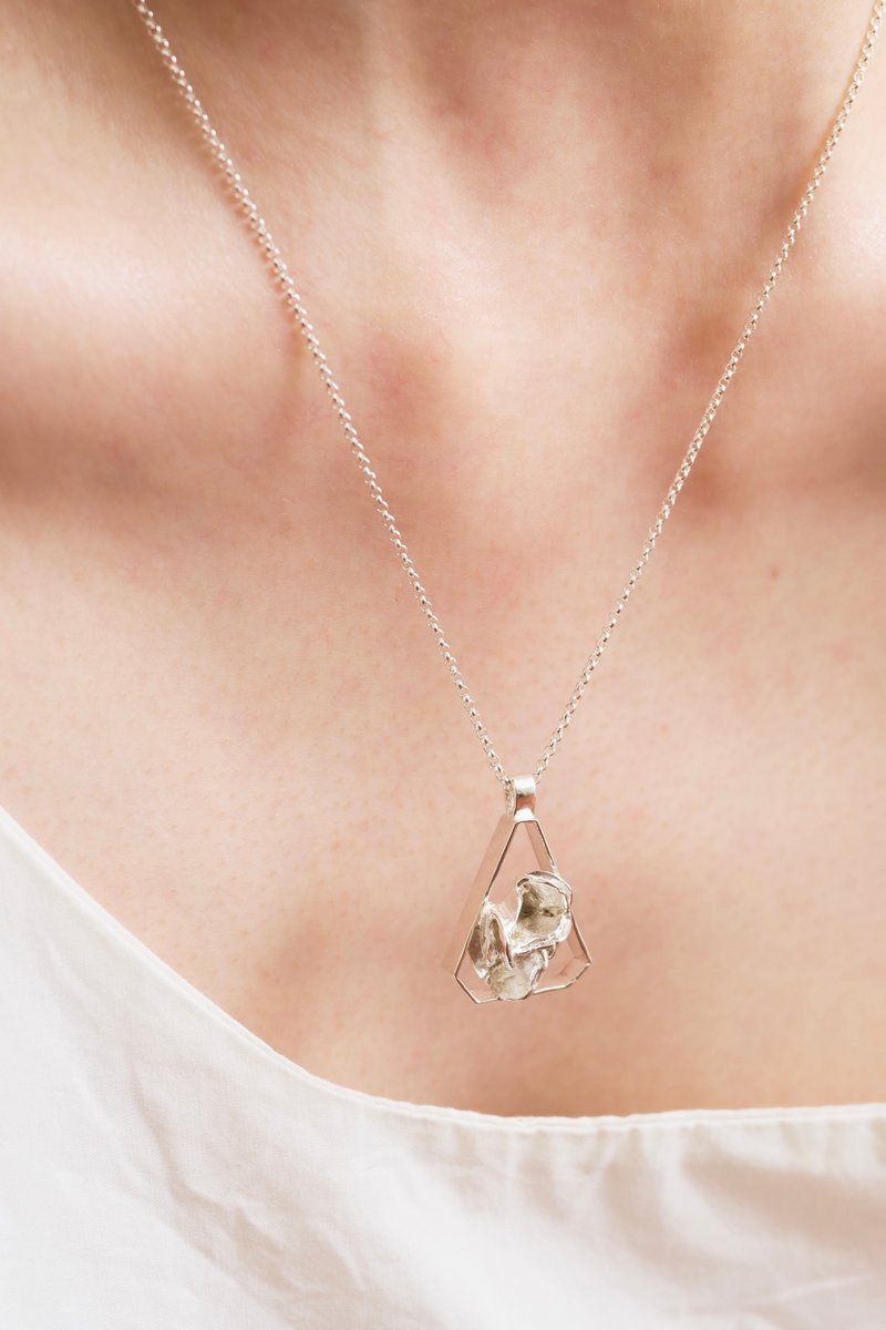 trapezoid rose necklace - 梯形玫瑰 项链 - 项链 - 纯银 银色