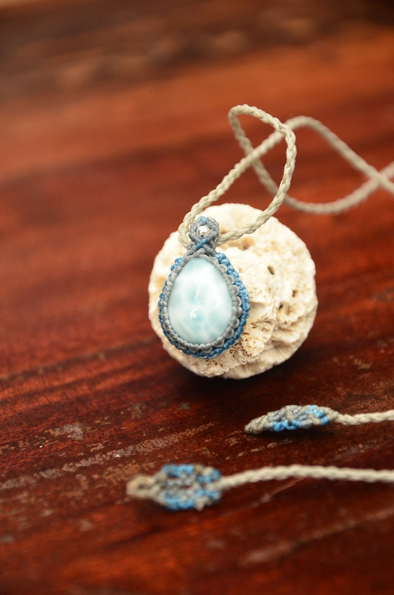 海纹石/拉利玛 花边编织项链 - 项链 - 宝石 蓝色