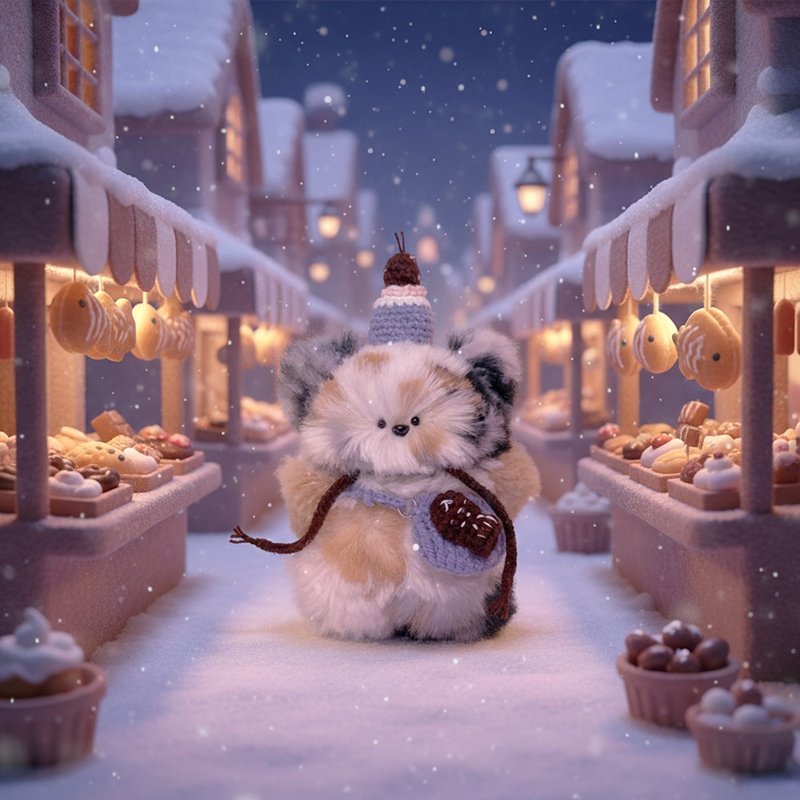 三色狗狗玩偶钥匙圈 | 冬日甜点列车之旅 - 钥匙链/钥匙包 - 其他材质 紫色